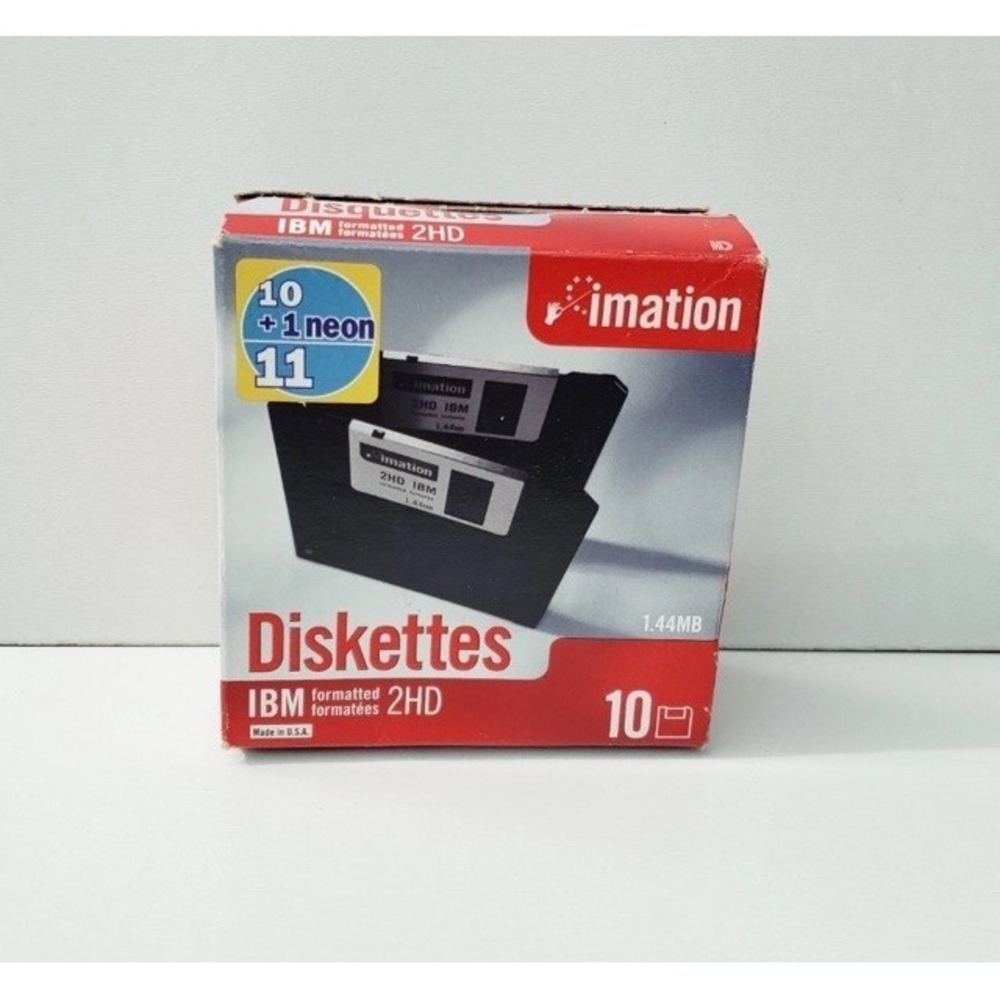 Genuine Imation IBM Formatted 2HD 1.44 Diskettes (9 Pack) Open Box